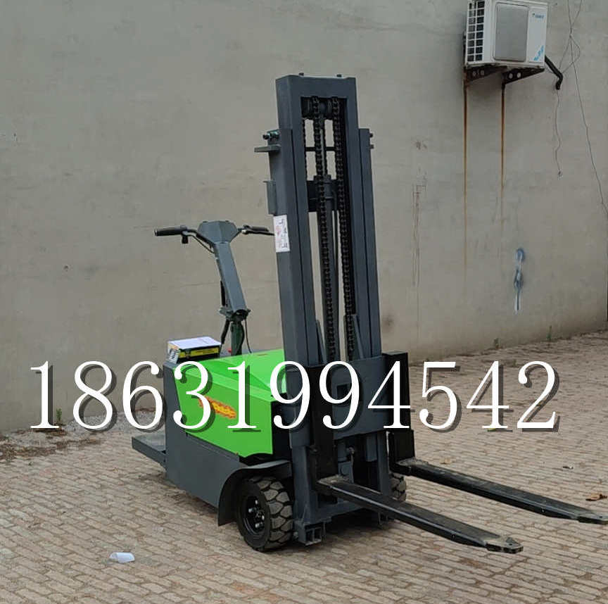 元宝区优程全电动叉车插腿式堆高车液压装卸车1.5吨升高小型站驾式铲车